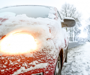 Red Car Covered in Snow | Lanham, MD