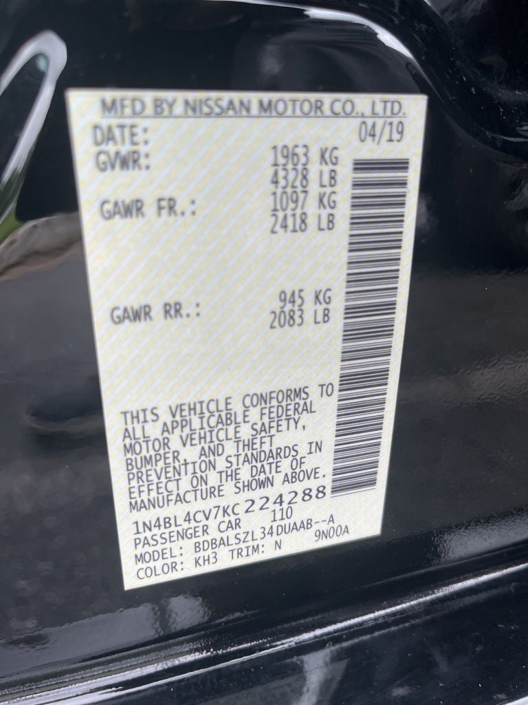 2019 Nissan Altima 2.5 SR