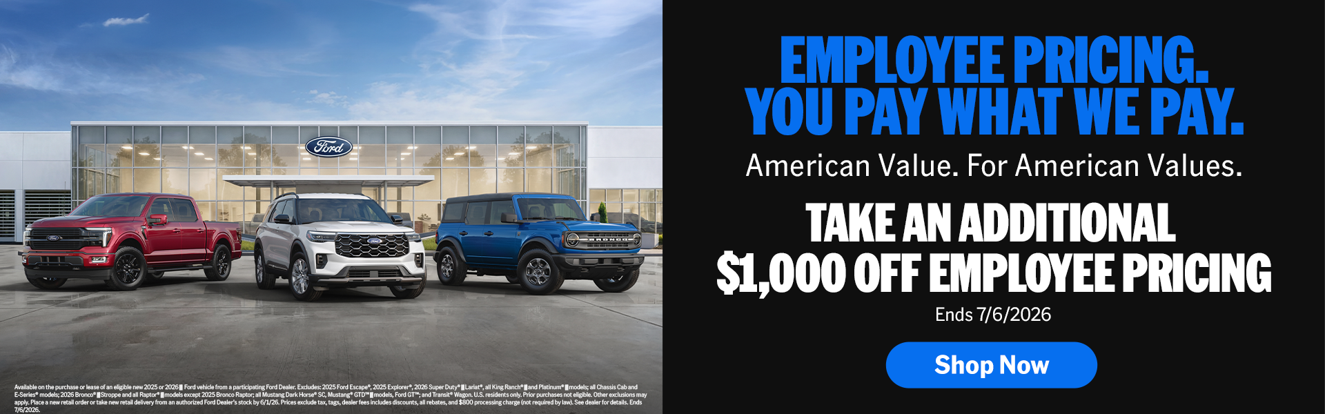 Employee Pricing. You Pay What We Pay.
