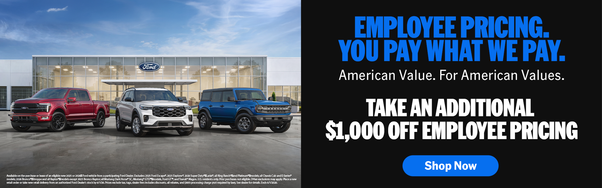 Employee Pricing. You Pay What We Pay.